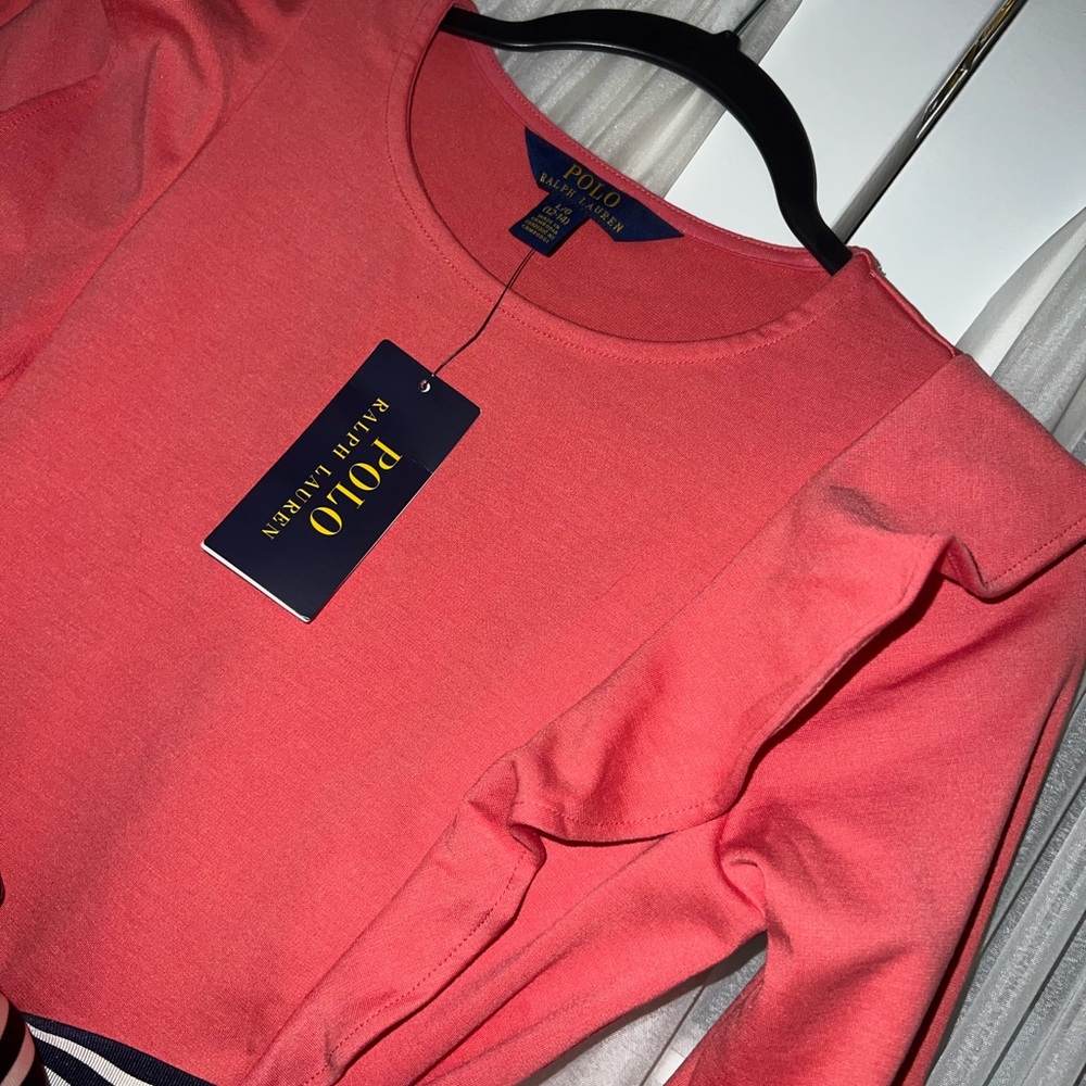 Polo Ralph Lauren Girls dress Coral Belted NWT - Picture 6 of 9